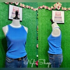 🌷Brand new sleeveless knitted top cotton stretchy can fit Sm up to M